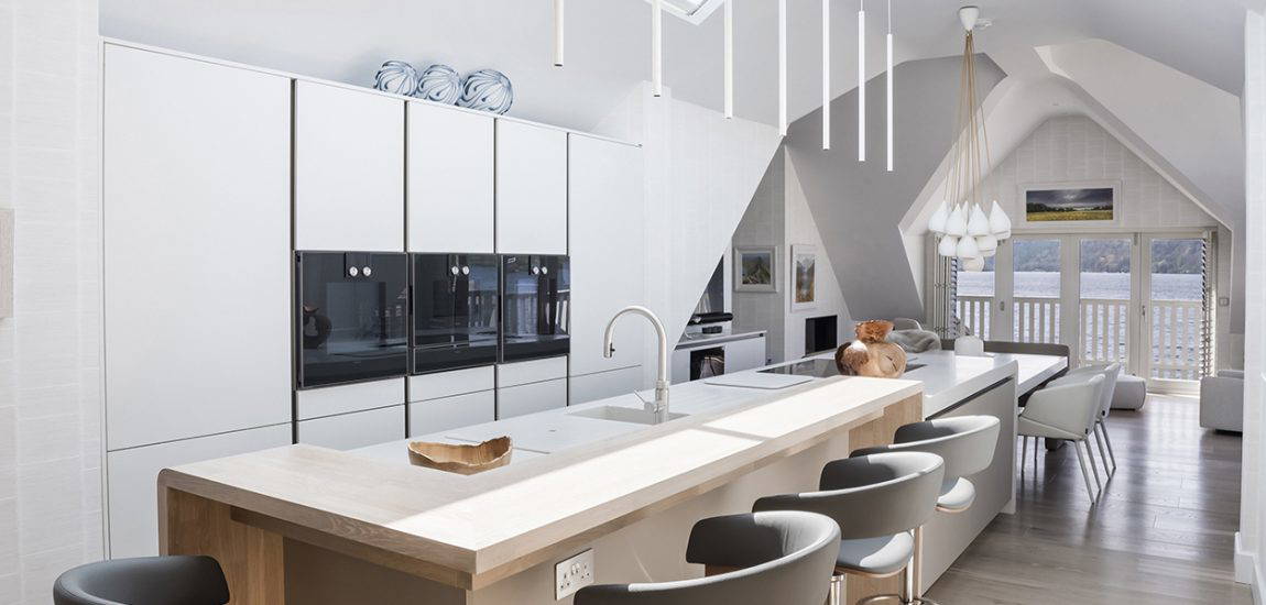 23-Another fabulous project in conjunction with Nielsen House in the Lake District Kitchen Island showing stools